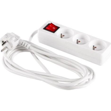 Prolunga con interruttore, 3 prese, con/senza 3 m /H05VV-F 3G1/ bianca PM-ZW-3G-30