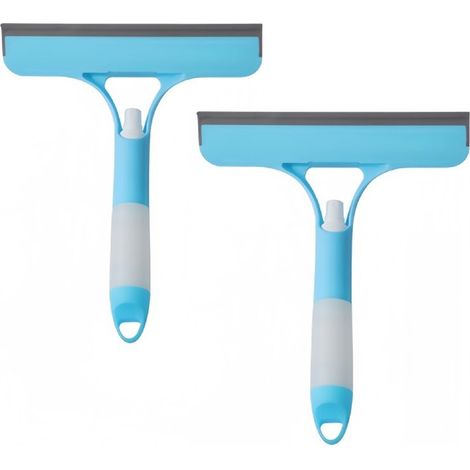 (2x Raclette à vitre avec Bouteille pulvérisatrice intégrée et Brosse, raclette Polyvalente pour fenêtres, Voiture, Douche (1/5)