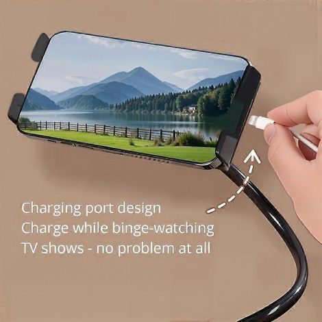Support pour téléphone et tablette, support flexible à col de cygne avec pince universelle à 360°, 70 cm (27,6 pouces), stable et sans oscillation, pour lit ou bureau, noir (1/5)