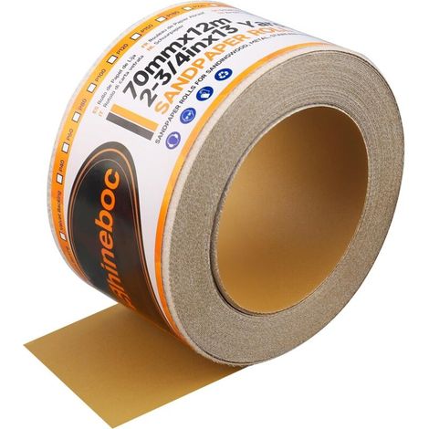 70 mm x 12 m Rouleaux de papier de verre Attaches autocollantes, Pour le bois, le métal, le plastique, l'automobile, le bloc de ponçage, Grain 400 (1/5)