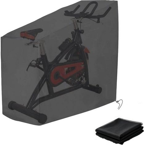 Housse pour vélo d'appartement - Housse de vélo d'appartement - Anti-poussière et imperméable - Housse de protection - 124 x 58 x 117/147 cm - Noir - Convient à une utilisation intérieure et extérieur (1/5)