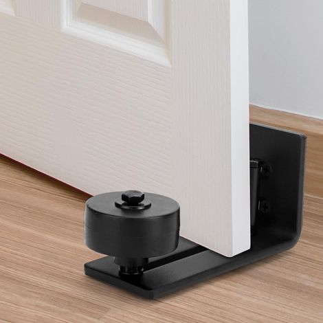 2 Pièces Guide Porte Coulissante, Acier au carbone, Réglable, Finition noire mate, Pour porte intérieure (1/5)
