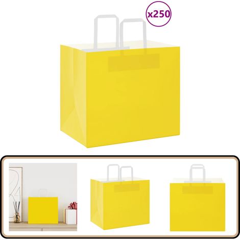 vidaXL Papiertragetaschen 250 Stk. mit Henkeln Gelb 32x22x28 cm (1/5)