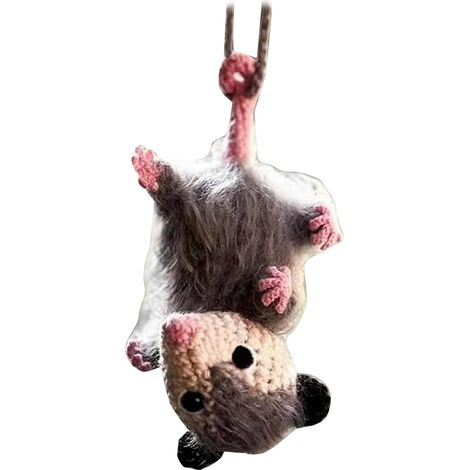 Opossum – Niedlicher Autoanhänger zum Aufhängen, Schreiendes Opossum als Rückspiegel-Accessoire, Innenspiegeldekoration, Modell A (1/5)