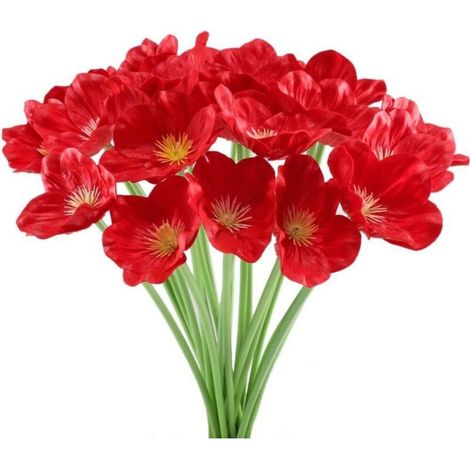 20Pcs Coquelicots Artificiels Rouge en Soie de Coquelicot Artificiel Coquelicots Sauvages Artificiels Fausses Fleurs Artificielles au Toucher Réaliste pour Intérieur Extérieur Décor d'automne (1/5)