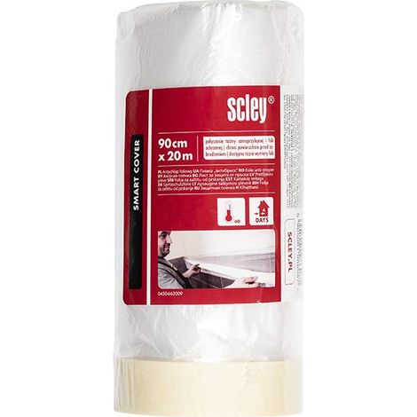 Scley Film de Masquage, film anti-poussiere largeur 90cm, longueur 20m, 1 unite de baches en plastique, transparent, film de peinture pour renovation et demenagement, A0450-662009