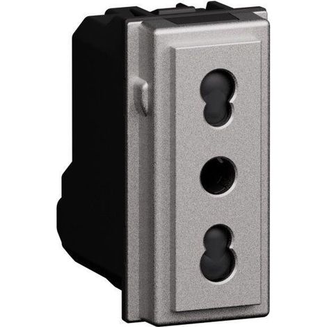 BTICINO KS4180 - Presa Living Now P17/P11 2P+T 16A Steel Civile