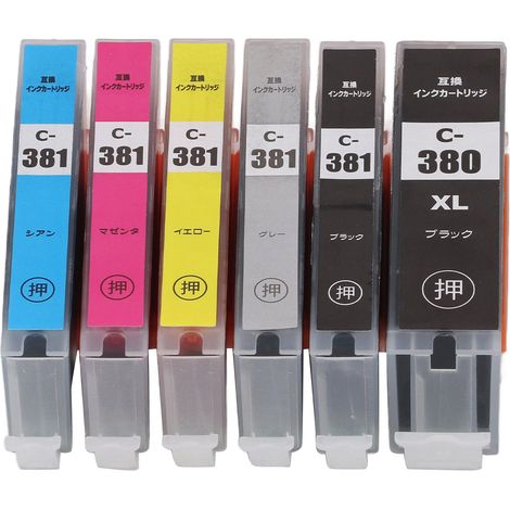 Cartouches d'encre de rechange compatibles pour imprimantes PIXUS TR703, TR7530, TR8530, TR8630, TS6130, TS6230 et TS6330, 6 couleurs (noir, noir, cyan, jais, vert) (1/5)