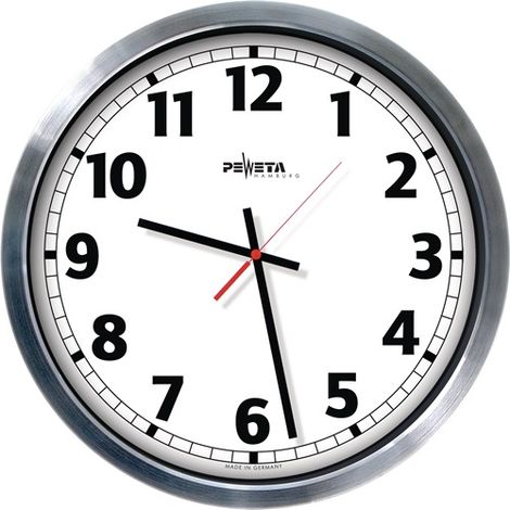 Wanduhr Jumbo Funkuhr Aluminium mattsilber Ø 500 mm 1,5 V Zahlen (1/3)