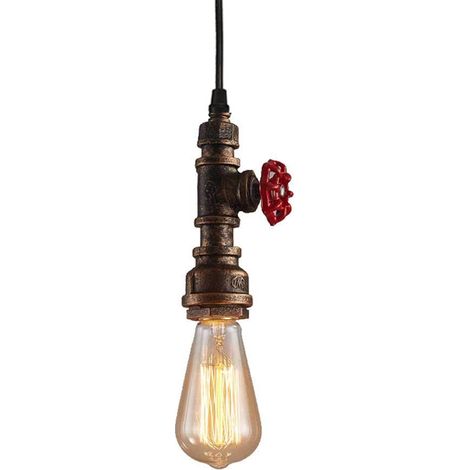 Lámpara Colgante, Industrial Estilo Tubería de Agua Lámpara de Techo Edison E27 Hierro para Dormitorio Cocina Comedor Loft Cafe Bar Óxido 1 Pieza (1/3)