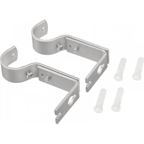Support mural réglable pour tringle à rideau, Lot de 2, Nickel (1/5)