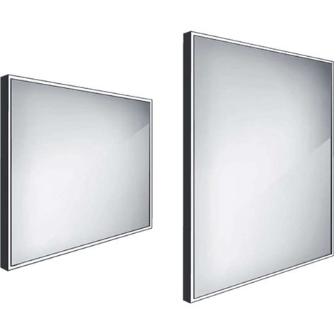 Nimco Espejos - Espejo con luz LED, 80x70 cm, aluminio/negro ZPC 13003-90 (1/4)
