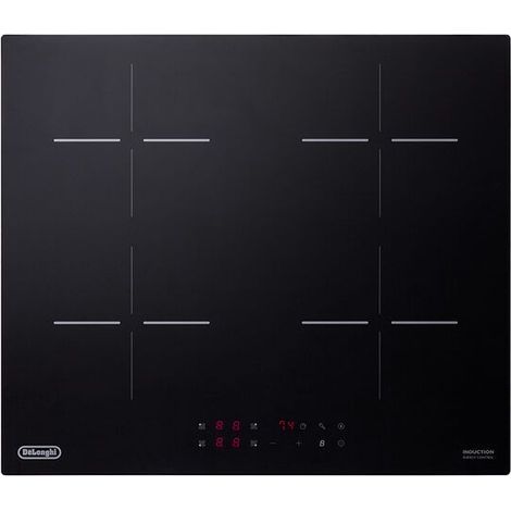 Delonghi – Plaque de cuisson induction 59 cm – 4 foyers – Noir – Technologie de cuisson rapide – Pour cuisine moderne