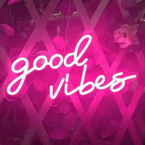 Enseigne Lumineuse Néon COOVEE - Chambre Gaming - Good Vibes - Rose - 4020cm (1/4)