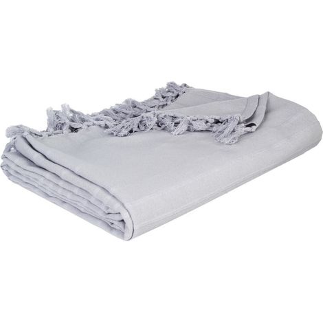 Atmosphera – Jeté de lit en coton gris clair 160 x 220 cm – Lavable en machine – Épaisseur 0,3 cm – Confort et élégance pour chambre (1/3)