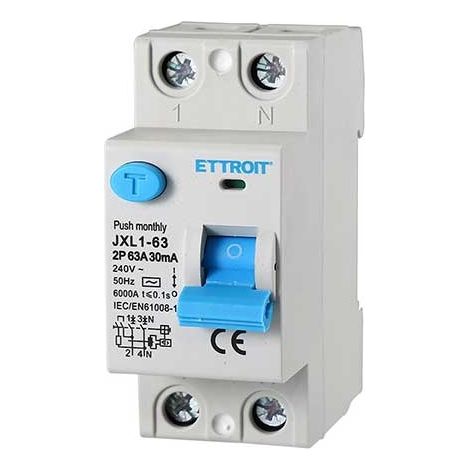 ETTROIT Pure Differenzialschalter 2P 63A 6kA 30mA 220V Lebensretter 2 DIN-Module JX326361