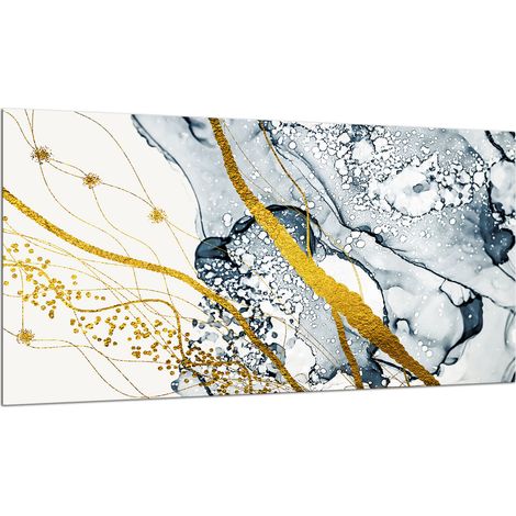 PLAQUE DE PROTECTION EN VERRE POUR CUISINIÈRE 90X52 MARBRE (1/5)