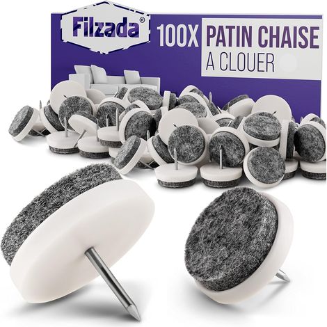QAZQA 100x Patins en Feutre à Clouer - Ø 14 mm (Blanc) - Patins de Meubles professionnels/Patins de chaise feutre à clouer