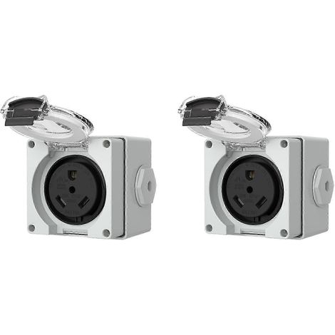 Boîtier de prise de courant 2 x 30 A, prise NEMA TT-30R 125 V, étanche à la poussière et aux intempéries, compatible avec les véhicules électriques. WHBYV (1/4)