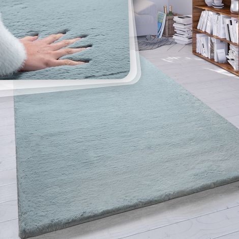 Paco Home Hochflor Teppich Wohnzimmer Kunstfell Super Soft Einfarbig in Versch. Größen und Farben 80x300 cm, Türkis