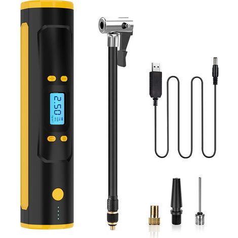 Compresor de aire portátil para inflar neumáticos, inflado rápido a 150 PSI, inalámbrico, bomba de aire para neumáticos de coche con batería recargable de 6000 mAh, bomba para bicicletas, coches y mot (1/5)