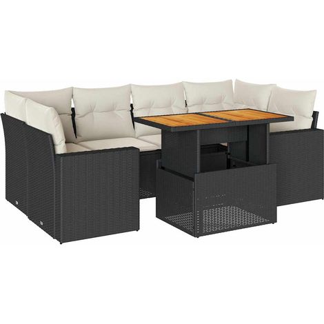 Set Divani da Giardino con Cuscini 7pz Nero Polyrattan vidaXL (1/5)
