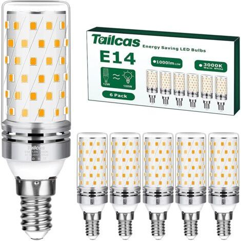 RHG Lot de 6 Ampoule E14 Led Blanc Chaud, 12W (Équivalent Halogène 100W) Ampoules Culot Edison à vis E14 3000K 1000LM Non-Dimmable Sans Scintillement AC 220-240V pour, Lustres, Lampes de Chevet (1/5)
