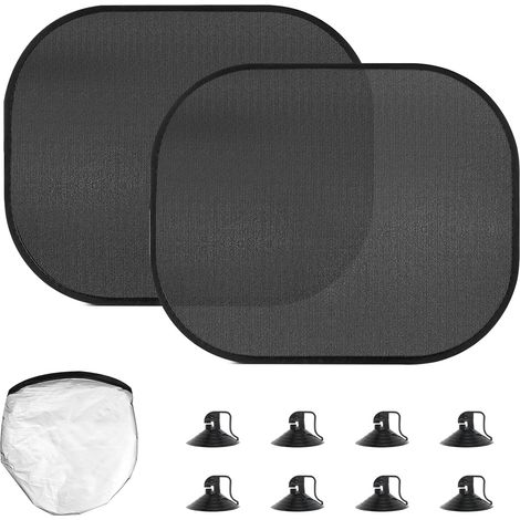 2 Pcs Pare Soleil Voiture Bébé Ventouse, 44 x 37 cm Protege Soleil Voiture Bebe, Pare-soleils Auto avec Protection UV, Paresoleil de fenêtre de Voitures avec 8 ventouses (1/5)