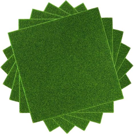 Faux Gazon Exterieur Intérieur,15 x 15cm Fausse Pelouse Modélisme Jardin,Morceaux de Gazon Artificiel,Tapis de Pelouse Artificielle pour Décoration de Herbe de Mousse Miniature Maison de Poupée (1/5)