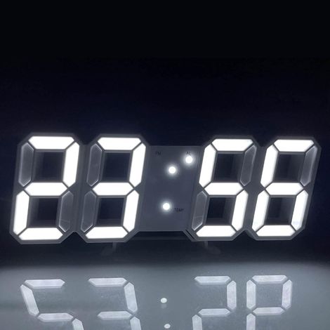 Horloge minimaliste numérique, horloge de bureau numérique LED murale, alarme numérique 3D, horloge murale pour la maison, le salon, le bureau (1/4)