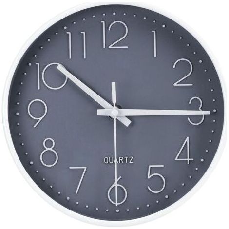 Horloge murale ronde silencieuse EXCITAT 20 cm - Convient aux bureaux, cuisines, salons, chambres d'enfants et écoles - Grise (1/5)