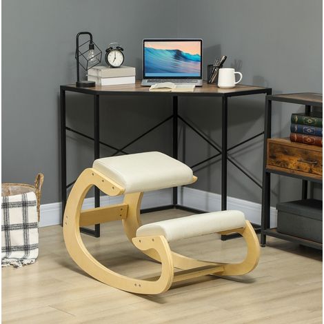 MEUBLIV Silla Ergonómica de Rodillas con Mecedora para Escritorio en Casa - Crema (1/5)