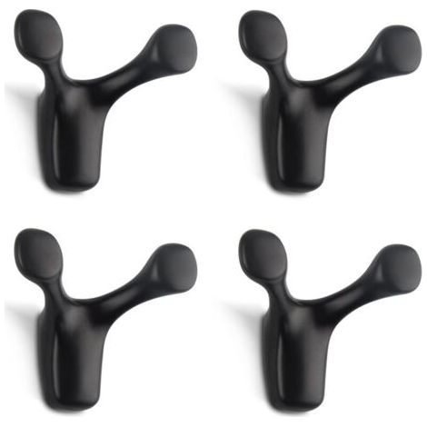 Stück Doppel-Wandhaken, robuster Wandhaken aus massiver Zinklegierung in Hirschgeweih-Optik, Kleiderhaken für Badezimmer, Schlafzimmer, Küche, Schrauben im Lieferumfang enthalten (Mattschwarz) FLITI