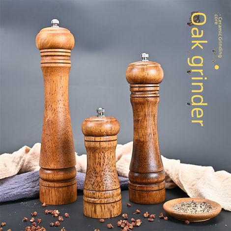 Molinillo de mano Spot de madera maciza, color antiguo, molinillo de pimienta negra, botella para especias, mecanismo de molienda de cerámica (25 cm, color antiguo) (1/5)