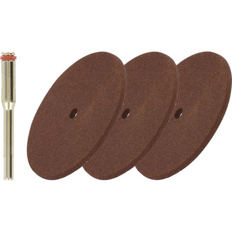 Tivoly • 3 Mini-Disques Résinoïde Ø32 mm + Pilote • Tige Ø3mm • Adapté à un usage sur mini perceuse type Dremel (1/3)