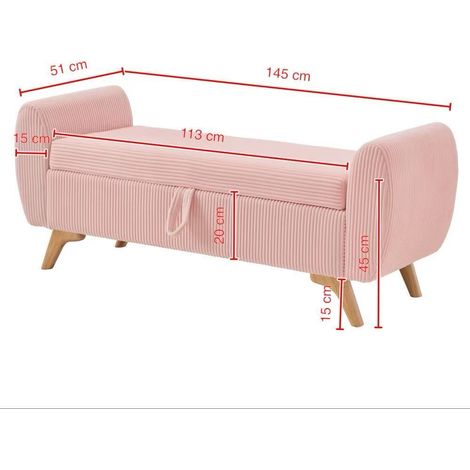 Klappbare Cord-Sitzbank mit Stauraum & Holzbeinen – 145×51×57 cm, für Schlafzimmer, Wohnzimmer & Flur (1/5)