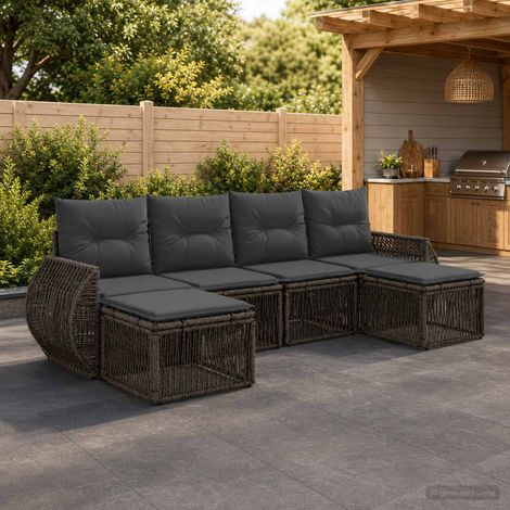 Set Divano da Giardino 6 pcs Grigio e Grigio Scuro polyrattan vidaXL (1/5)