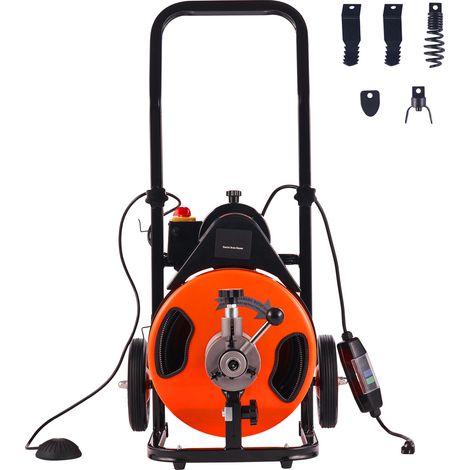 Mophorn Morphron Machine de nettoyage de drains électrique - 75 FT x 3/8 po Cable, Alimentation automatique, Débouche efficacement les drains, Idéale pour l'usage domestique et professionnel