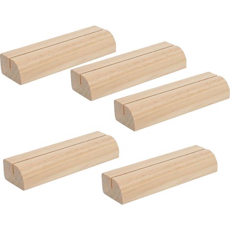 Lot de 5 porte-cartes de visite en bois avec présentoir photo et pince pour notes, fournitures de bureau (couleur claire) (1/5)
