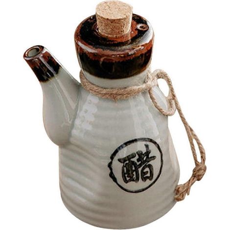 Bouteille de vinaigre blanc en céramique, flacon à condiments style japonais, flacon à huile, accessoires de cuisine, salle à manger et bar. (1/5)