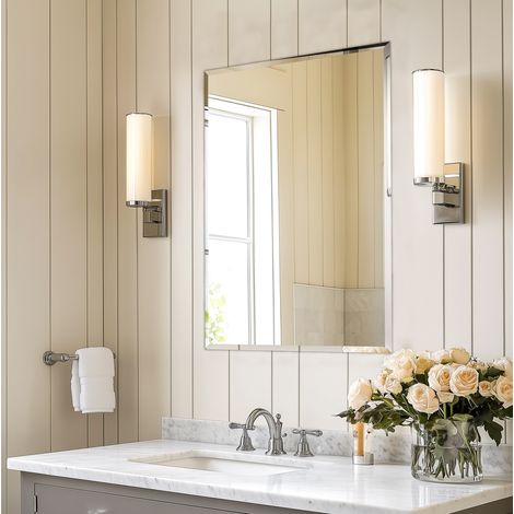Rectangle Bathroom Mirror Wall Mounted Modern Stylish Design with Contemporary Bevelled Edges - 80cm x 60cm (1/5)
