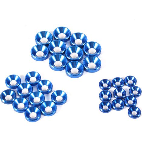 Lot de 10 Rondelles Fraisées Tête Anodisées M5 en Alliage d'Aluminium Bleu Royal pour Joints et Fixations