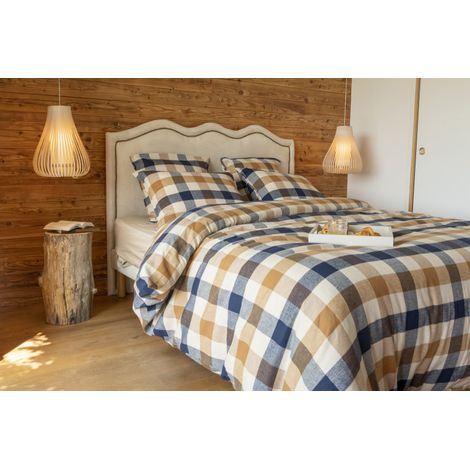 Housse de couette "Basile" toutes dimensions Flanelle de Coton tissée teinte l'Effet Papillon -  - Housse de couette 240 x 220 cm