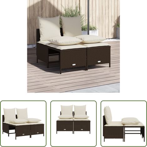 vidaXL Rattan - 4-tlg. Garten-Sofagarnitur mit Kissen Braun Poly Rattan (1/5)