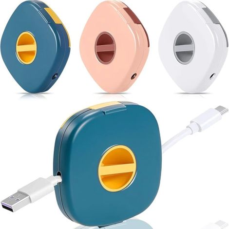 Enrouleur de câble USB en 3 parties, support de câble de charge rétractable vide, organiseur de câble de téléphone compact, gestion de câbles rétractable, polyvalent et... (1/5)