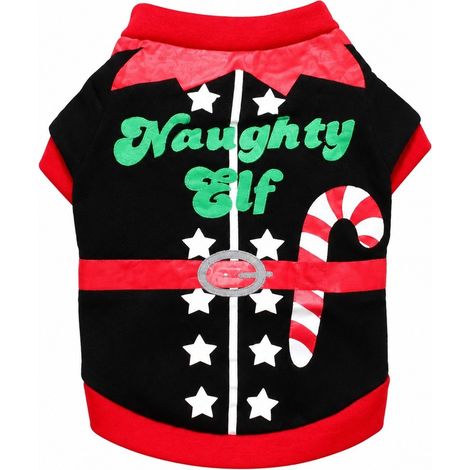 T-shirt de Noël pour chien, vêtements pour animaux de compagnie, Père Noël vert, XS S M, Bichon ours en peluche, Poméranien M - Béquille de Noël (1/5)