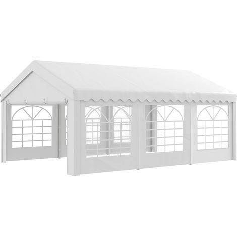 Outsunny Gazebo Tendone per Feste 6x4m con Pareti Rimovibili e Finestre Bianco (1/10)