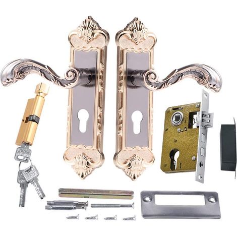 SJLERST 2 serrures de style européen, poignées de porte en alliage d'aluminium anti-effraction, adaptées aux maisons, chambres et bureaux (1/5)