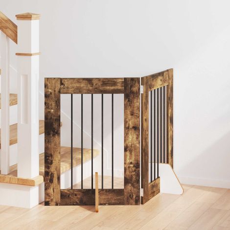 Puerta de perro con soportes 2 pcs Roble Ahumado 60 x 60 cm