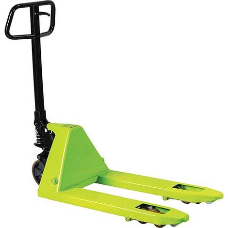 Piccolo transpallet manuale verde con forche corte 800x400 mm 2,5 t - Ideale per merci fragili, abbassamento antiurto - TEB00AVY100